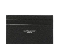 Saint Laurent визитница с тиснением логотипа, чёрная кожа