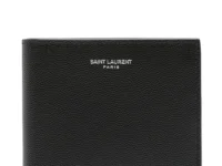 Saint Laurent кошелёк East/West двойного сложения, чёрная зернистая кожа