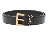 Saint Laurent Cassandre — ремень с квадратной пряжкой, чёрный