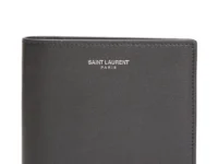 Saint Laurent Paris East/West — кошелёк двойного сложения, чёрная телячья кожа