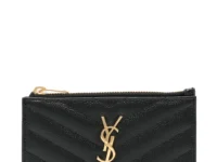 Saint Laurent Cassandre кошелёк для карт из телячьей кожи, чёрный