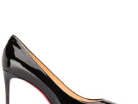 Christian Louboutin Kate 85 лодочки на шпильке, чёрные, патентованная кожа