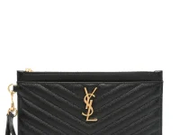 Saint Laurent Cassandre клатч чёрный телячья кожа