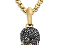 David Yurman Memento Mori Skull — подвеска-амулет из жёлтого золота 18 карат с бриллиантами (14 мм)