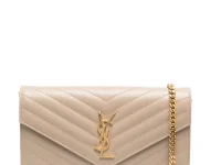 Saint Laurent Cassandre Wallet on Chain бежевый