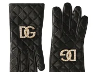 Dolce & Gabbana перчатки стёганые кожаные с логотипом DG