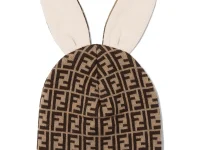 Fendi Kids шапка с жаккардовым узором FF и ушками зайца