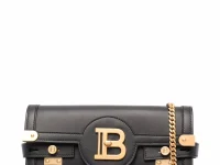 Balmain клатч с логотип-застёжкой из кожи чёрный