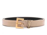 Saint Laurent Cassandre slim belt, бежевый