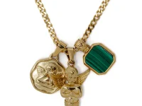Nialaya Jewelry цепочка с тремя подвесками, золотой