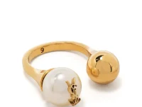 Saint Laurent Cassandre pearl ball ring — кольцо с жемчужиной, золотой