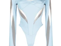 Mugler Боди полупрозрачное с панелями из тюля
