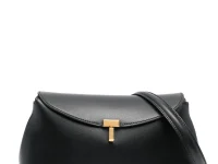 Toteme T-Lock клатч из зернистой кожи, чёрный