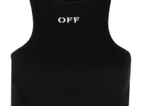 Off-White укороченная майка в рубчик Off-Stamp