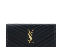 Saint Laurent Cassandre кошелёк-конверт на цепочке, чёрный