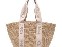 Chloé Woody Tote Bag большая бежевая