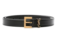 Saint Laurent Cassandre belt — чёрный ремень из телячьей кожи
