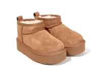 UGG Kids Classic Ultra Mini Platform — детские сапоги из замши, верблюжий