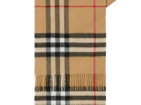 Burberry шарф с бахромой и узором в клетку
