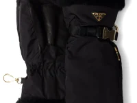 Prada варежки из овчины с лого-нашивкой