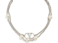Valentino VLogo Signature двойной браслет-цепочка с жемчугом