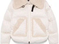 Moncler Grenoble Stowe — горнолыжная куртка с воротником из овчины, бежевый