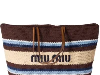 Miu Miu сумка-тоут вязаная крючком коричневая