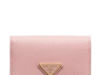 Prada Кошелёк для карт из кожи Saffiano розовый
