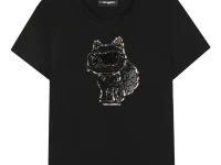 Karl Lagerfeld Kids футболка Choupette sequined T-shirt с пайетками, чёрная