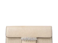 Jimmy Choo Bing Chain Wallet — клатч из кожи с кристаллами, бежевый