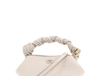Ganni mini Bou bag сумка с плетёной ручкой, бежевая