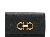 Ferragamo Gancini кардхолдер чёрный кожаный