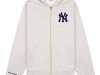 Sporty and Rich Yankees Serif худи на молнии серый