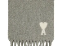 AMI PARIS Ami De Coeur шарф с бахромой, серый