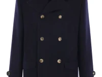 Brunello Cucinelli пальто двубортное шерстяное синее