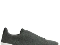 Zegna Osai Triple Stitch™ — серые слипоны из кожи и кашемира