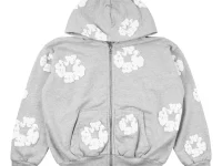 Denim Tears худи хлопковое на молнии с цветочным принтом, серый
