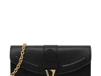 Versace V-logo chain клатч через плечо, чёрный
