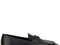 Prada лоферы кожаные чёрные с эмалевым лого