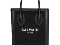 Balmain сумка-шопер из канваса с кожаной отделкой