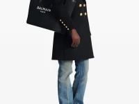 Balmain logo-plaque leather-trimmed tote bag
