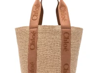 Chloé Large Woody сумка-тоут из рафии с логотипом