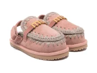 Mou Kids braided-detail logo slippers — пыльно-розовые