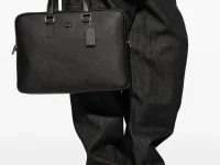 Coach Caden Top Handle Leather Briefcase — чёрный портфель из телячьей кожи