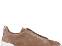 Zegna Triple Stitch слипоны коричневые