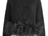 16Arlington Dovico Feather Top — чёрный свитер с перьевой отделкой