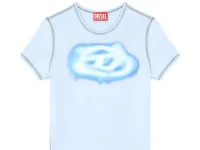Diesel футболка T-Uncuties-Long-S3 синяя с принтом