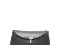 Toteme Mini T-lock Leather Clutch Shark