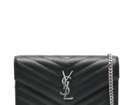 Saint Laurent клатч Chevron Chain с цепочкой, чёрный