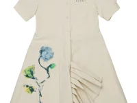 Marni Kids хлопковое платье со складками и цветочным принтом